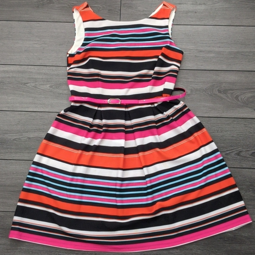 Striped Fit & Flare Dress
